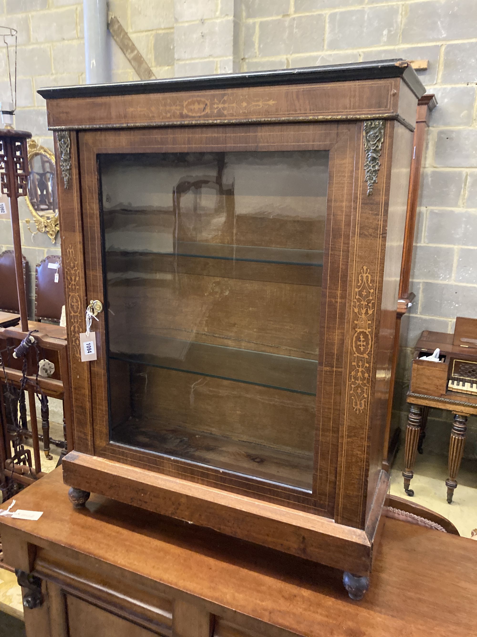 A Victorian walnut pier cabinet, width 80cm, depth 28cm, height 105cm